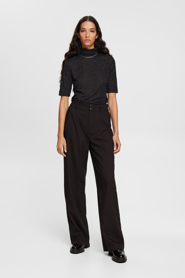 High rise wide leg trousers, BLACK, detail image number 6