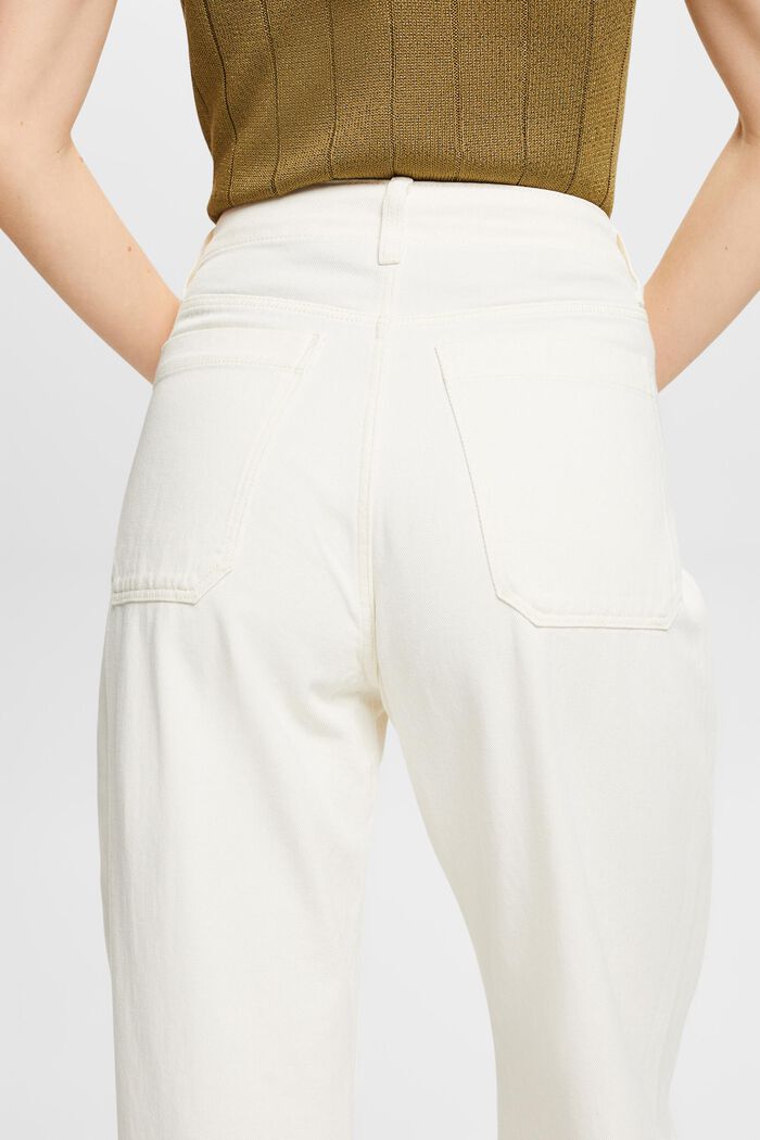 Wide leg twill trousers, 100% cotton, OFF WHITE, detail image number 2