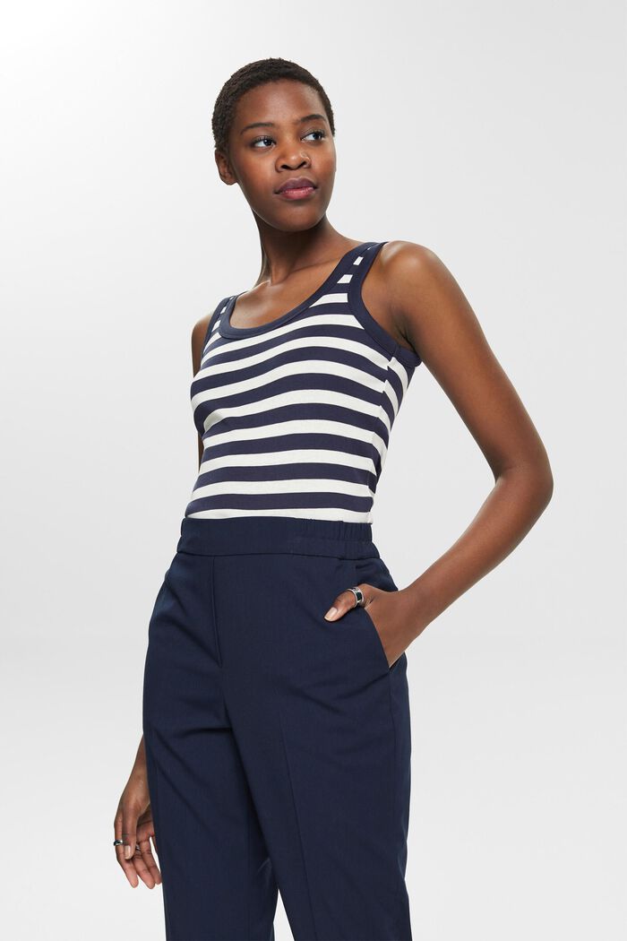 Cotton tank top with stripes, NAVY, detail image number 0