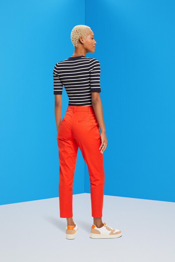 High-rise slim fit trousers, ORANGE RED, detail image number 3