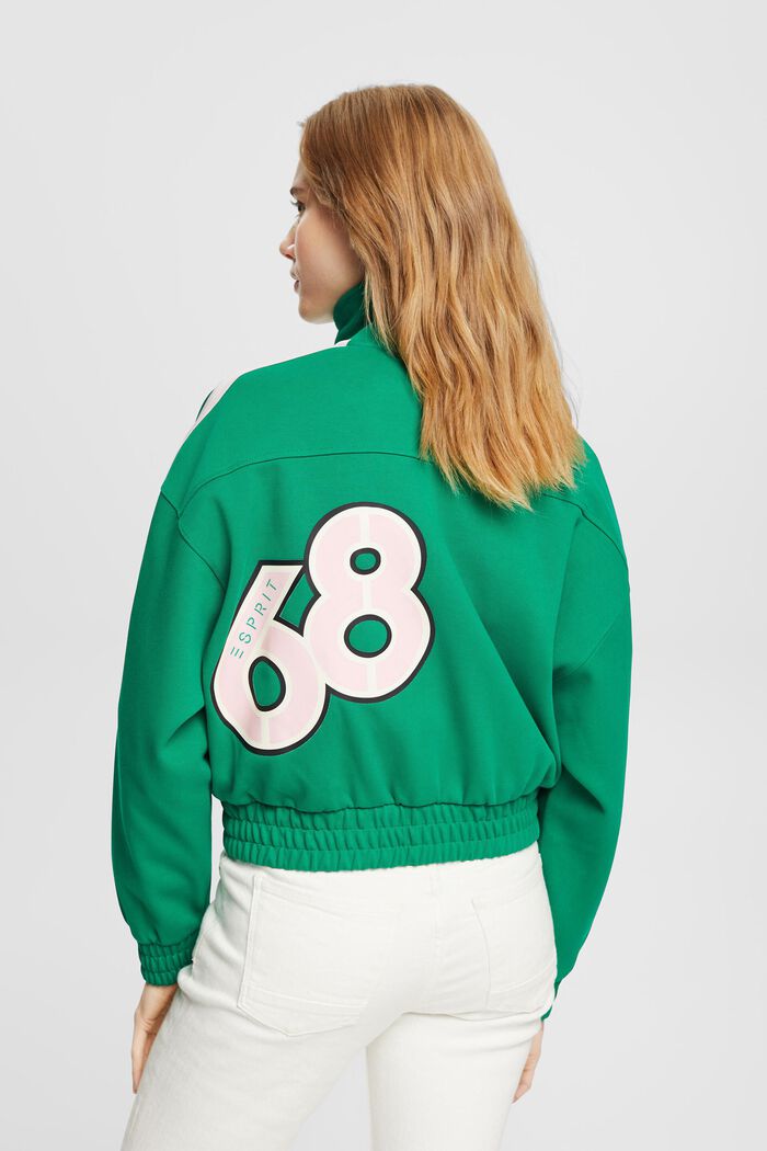 Cropped track style jacket, EMERALD GREEN, detail image number 3