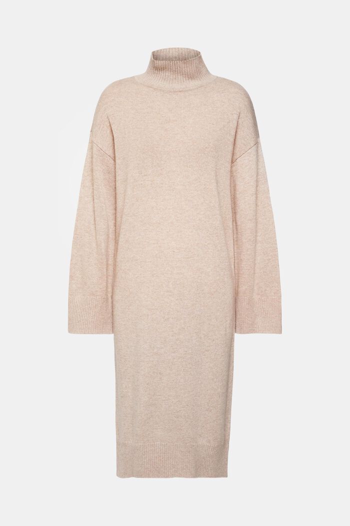雙色調羊毛混紡連衣裙，LENZING™ ECOVERO™, 淺灰褐色, detail image number 2
