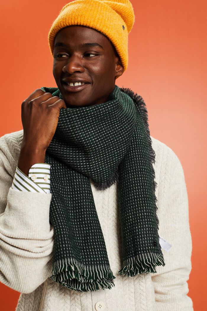 Structured Woven Scarf, EMERALD GREEN, detail image number 2