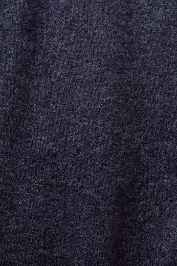 ‌羊毛混紡鈕扣V領開衫, 海軍藍, detail image number 4