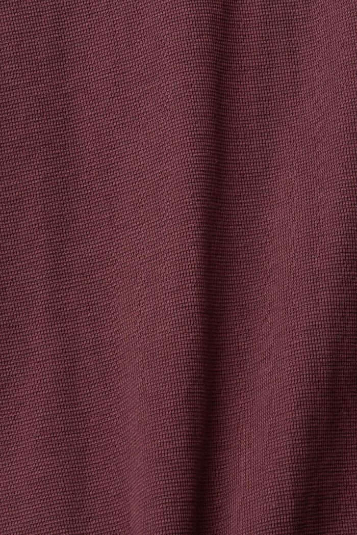 Waffle piqué long sleeve top, BORDEAUX RED, detail image number 1