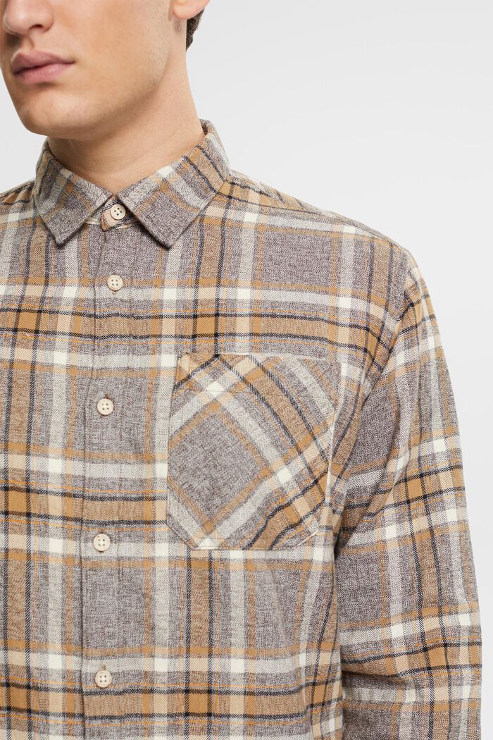 Checked flannel shirt, DARK BROWN, detail image number 2
