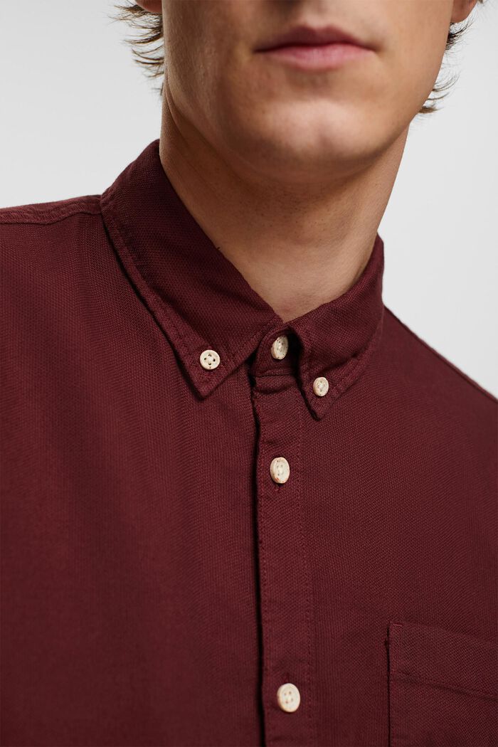 鈕扣棉襯衫, 酒紅色, detail image number 2
