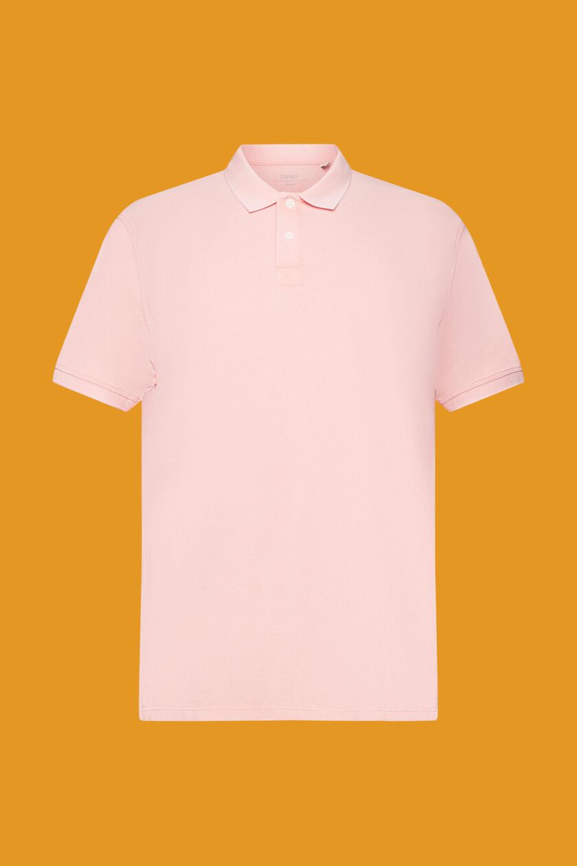 Stone-washed cotton pique polo shirt