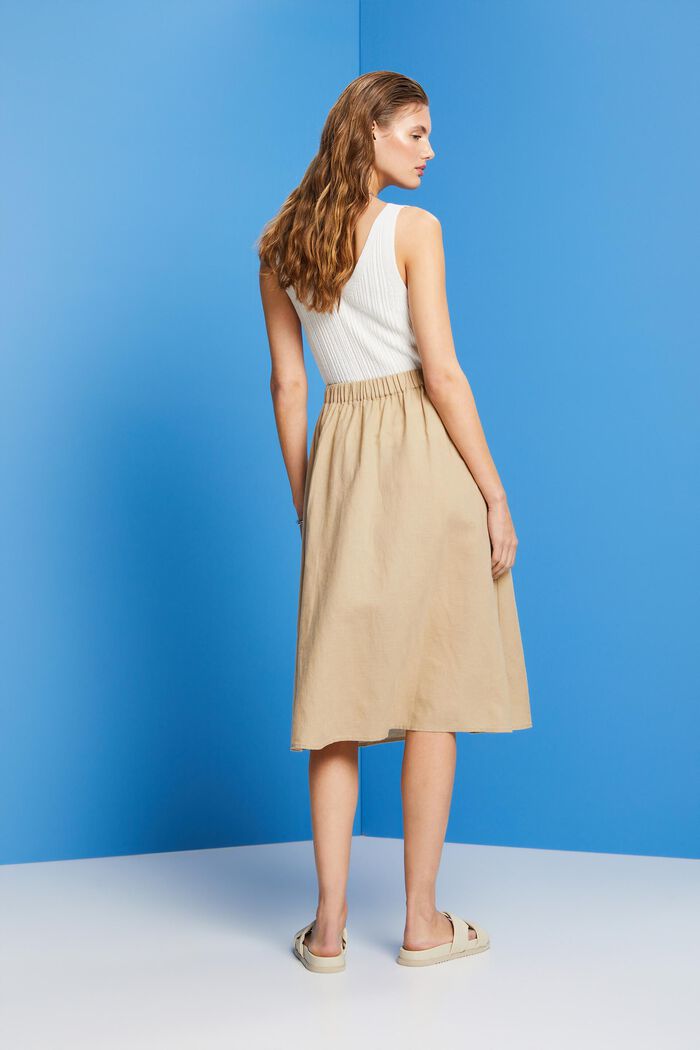 Midi skirt, linen-cotton blend, SAND, detail image number 3