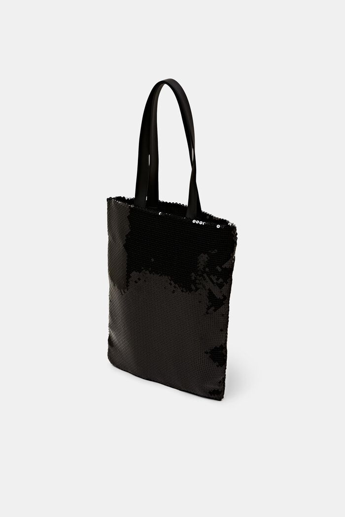 Sequin Tote Bag, BLACK, detail image number 2