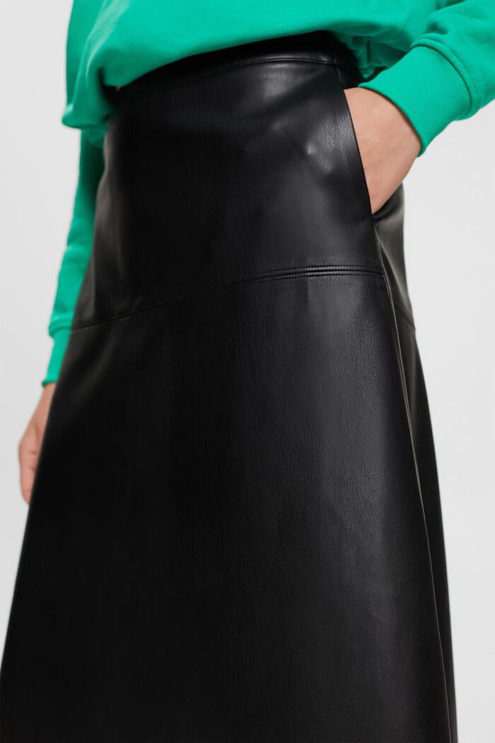 CURVY Faux leather midi skirt, BLACK, detail image number 0