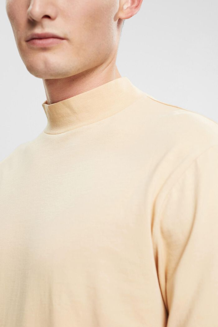 Stand-up collar long sleeve top, CREAM BEIGE, detail image number 0