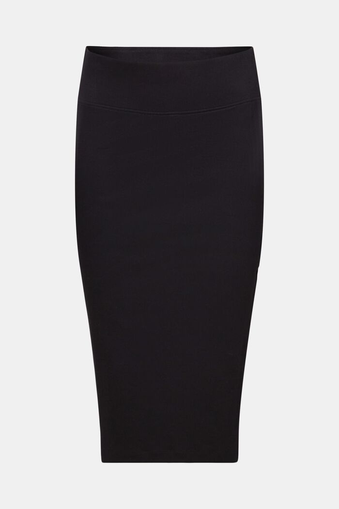 Stretch Cotton-Jersey Midi Skirt, BLACK, detail image number 7