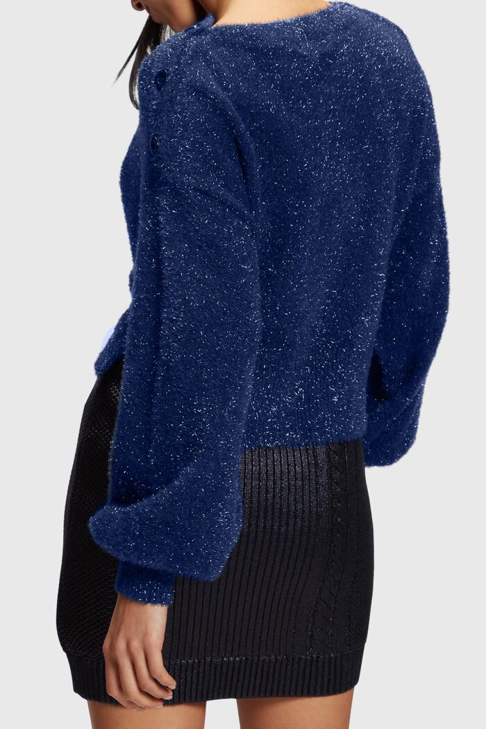 Fuzzy metallic jumper, NAVY, detail image number 1