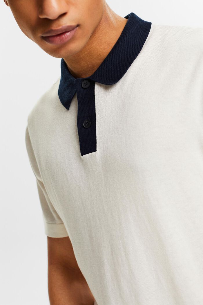 針織短袖POLO風恤衫, 白色, detail image number 3
