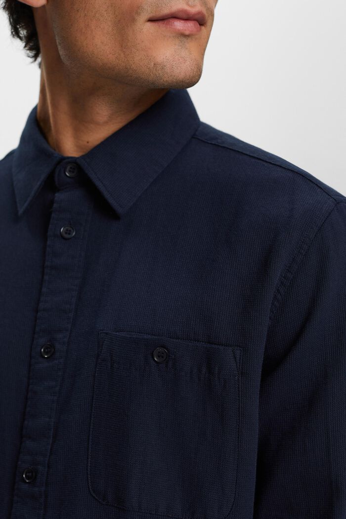 Textured slim fit shirt, 100% cotton, NAVY, detail image number 2
