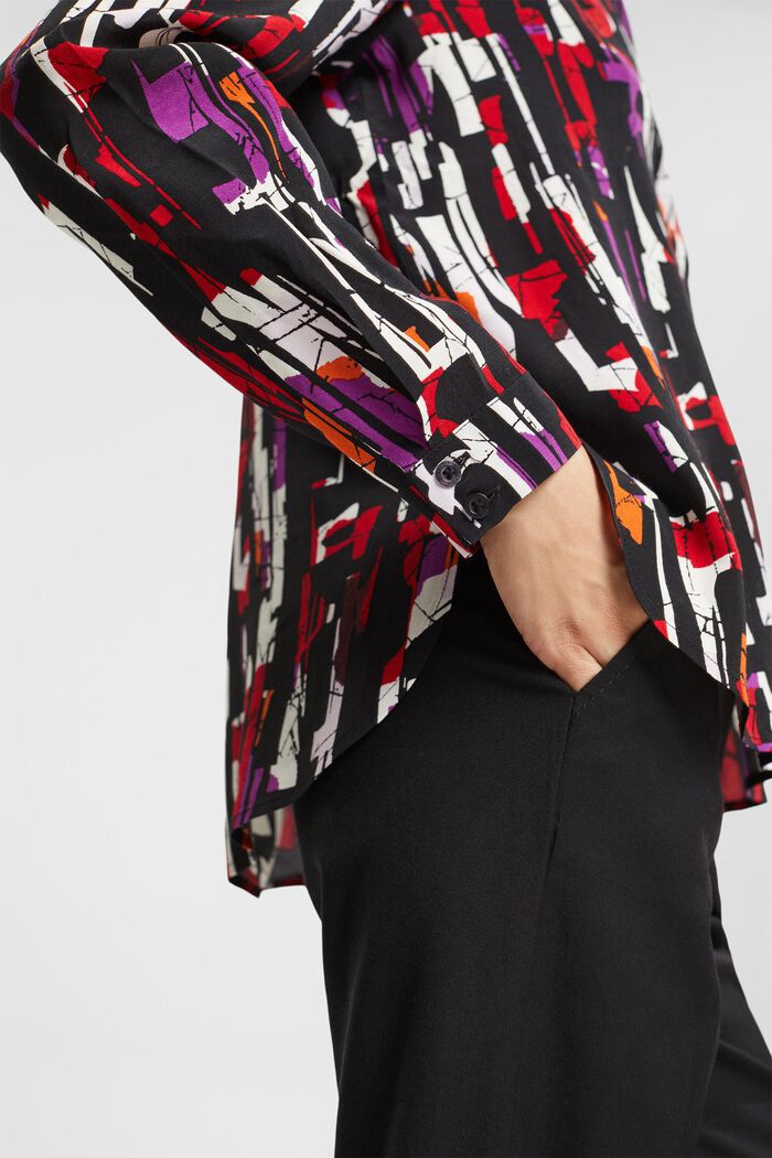 Patterned blouse, LENZING™ ECOVERO™, BLACK, detail image number 0