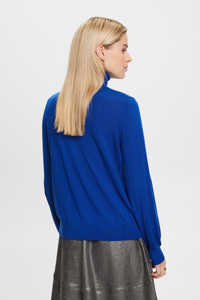 Wool Turtleneck Sweater, BRIGHT BLUE, detail image number 4