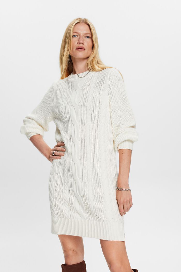 Shop the Latest in Women\'s Fashion Wool-Blend Cable Knit Sweater Dress |  ESPRIT Taiwan Official Online Store