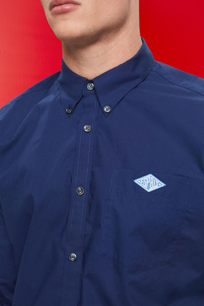 棉質扣角領襯衫, 海軍藍, detail image number 2