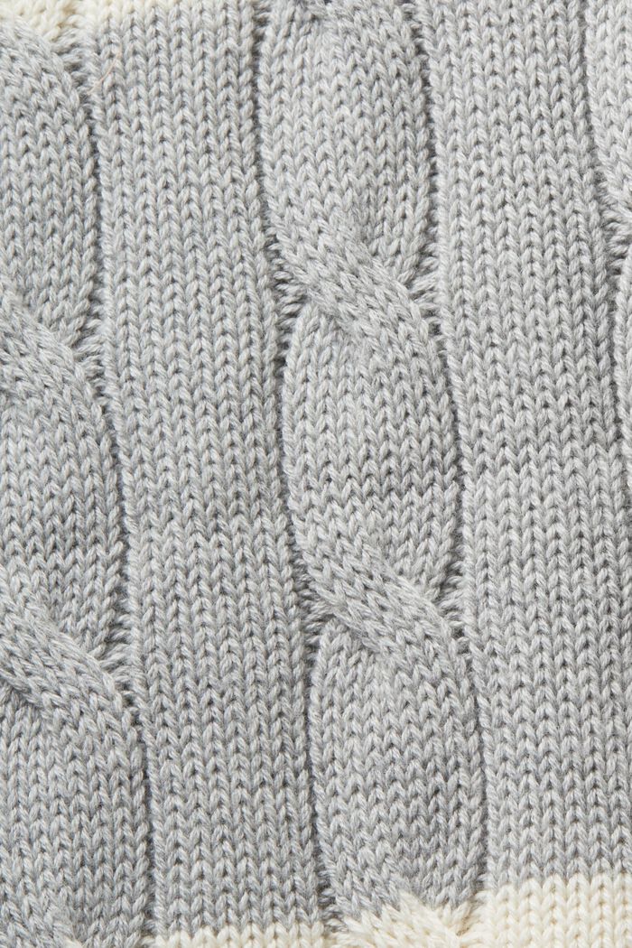 條紋絞花針織套頭衫, 淺灰色, detail image number 6