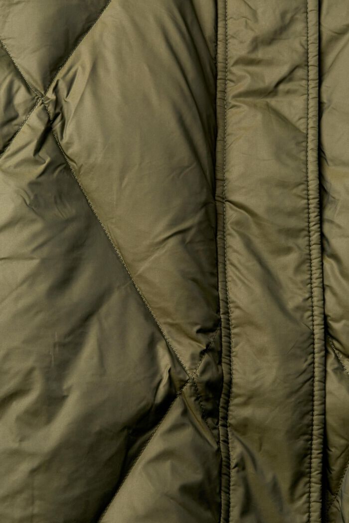 Quilted down coat with detachable hood, DARK KHAKI, detail image number 1