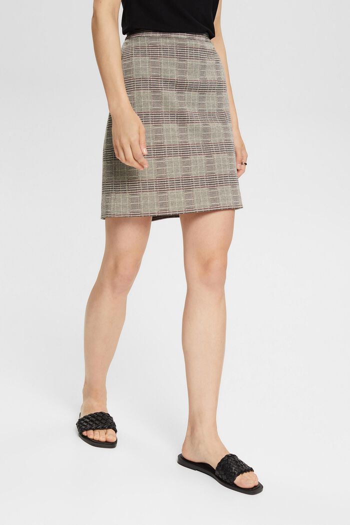 Mini skirt with a Prince of Wales check pattern, BEIGE, detail image number 0