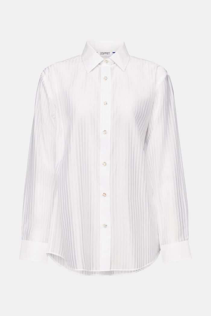 Sheer Striped Button-Down Shirt, WHITE, detail image number 6
