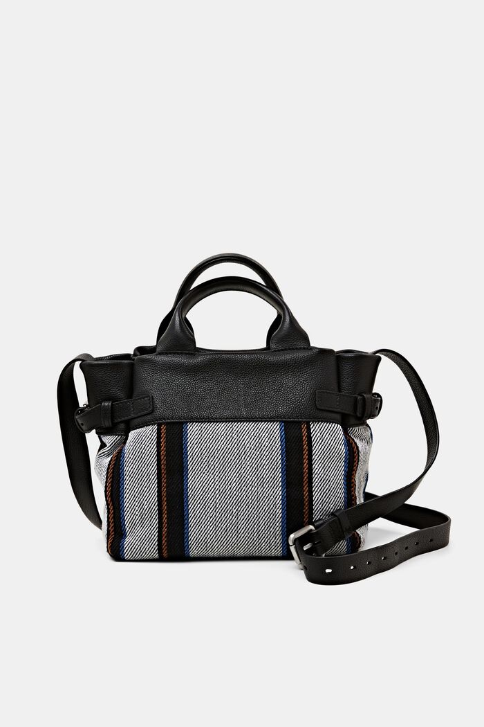 Striped Leather Bag, BLACK, detail image number 0