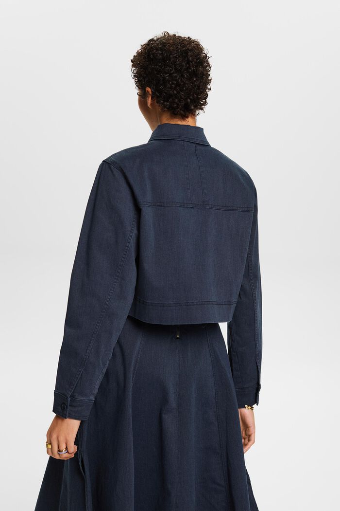 短款棉質斜紋布夾克, 海軍藍, detail image number 3