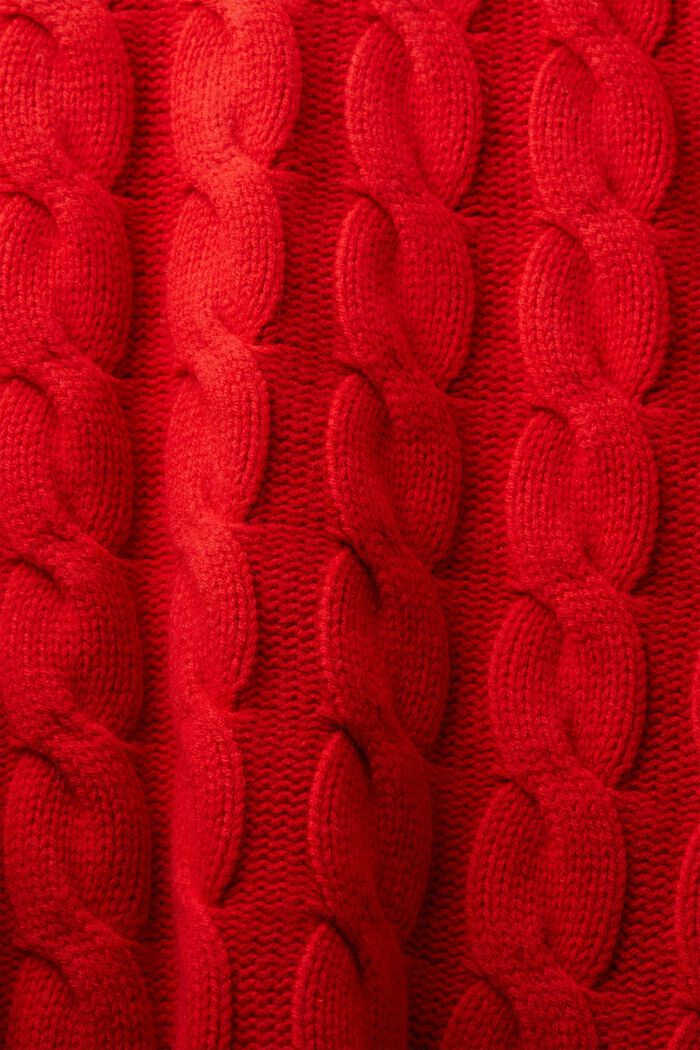 ‌羊毛絞花針織衫, 深紅色, detail image number 6