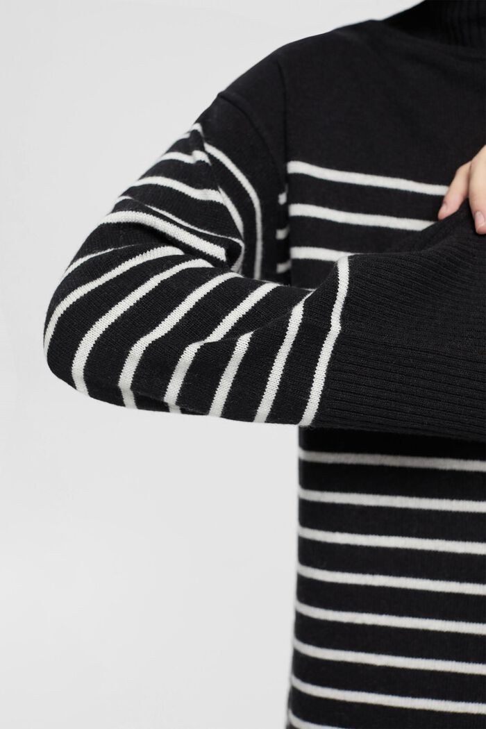 雙色調羊毛混紡連衣裙，LENZING™ ECOVERO™, 黑色, detail image number 0