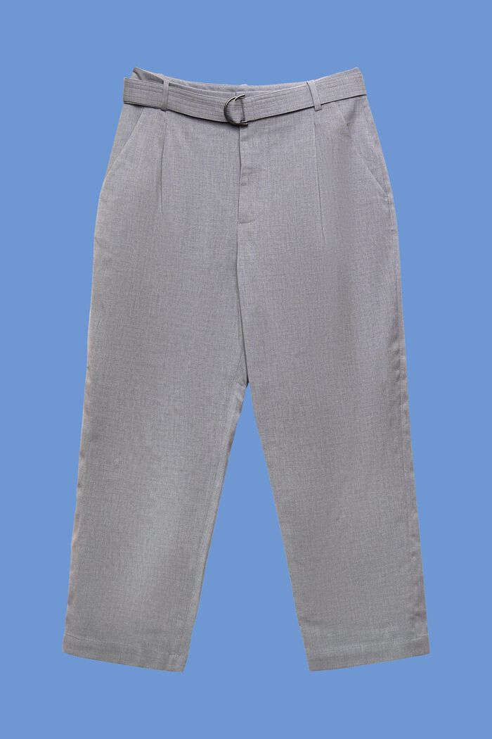 Belted wide leg trousers, wool blend, LIGHT GUNMETAL, detail image number 7