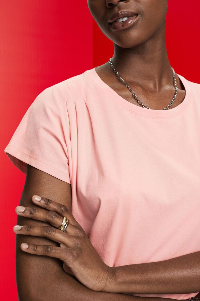 T-shirt with pleated details, PINK, detail image number 2