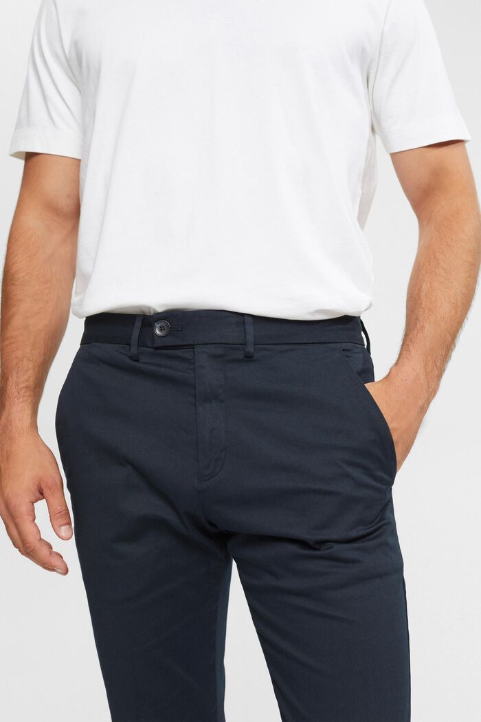 彈性棉質斜紋布褲, 海軍藍, detail image number 0