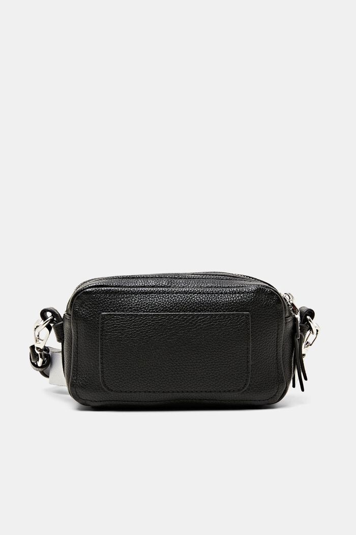 Small faux leather shoulder bag, BLACK, detail image number 0