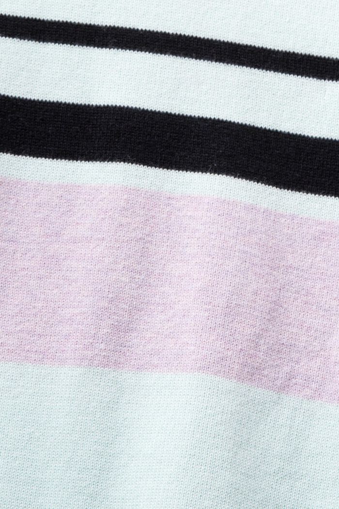 ‌條紋短袖毛衣, 淺湖水綠色, detail image number 5