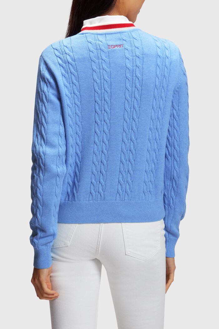 海豚LOGO絞花針織套頭衫, 淺藍色, detail image number 1