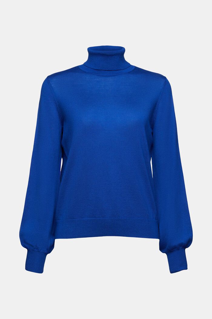 Wool Turtleneck Sweater, BRIGHT BLUE, detail image number 6