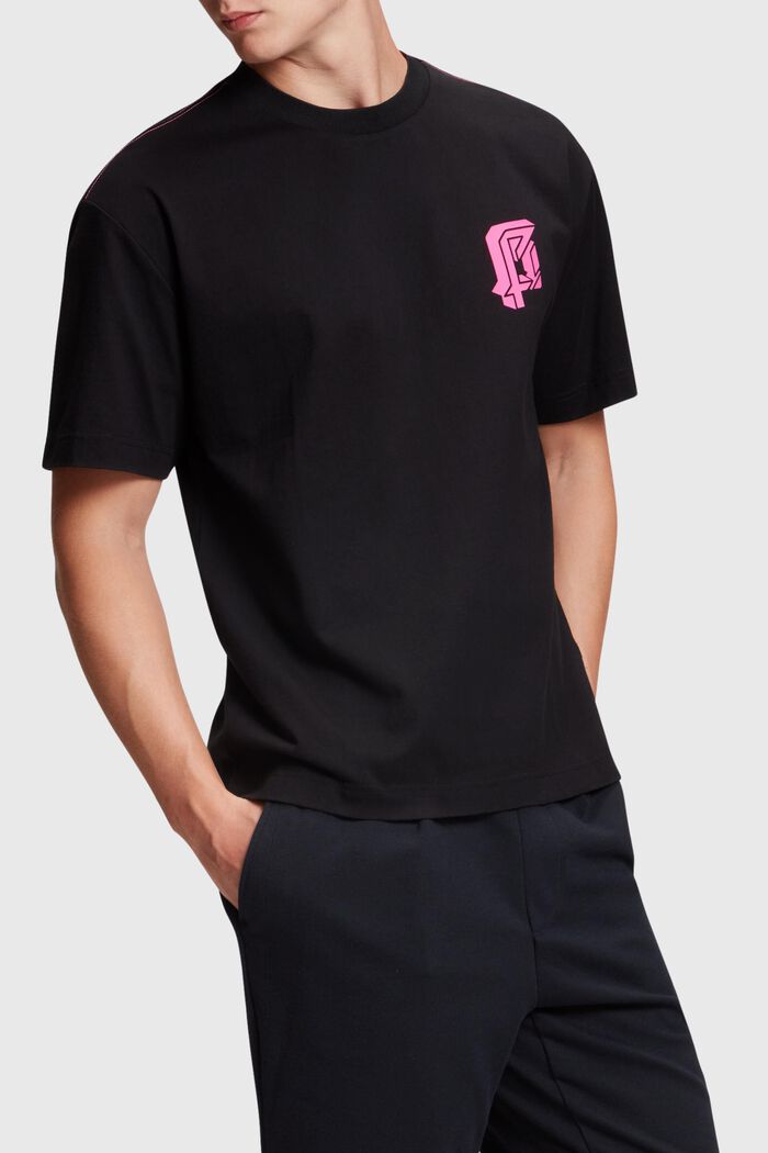 Relaxed Fit Neon Print Tee, BLACK, detail image number 0