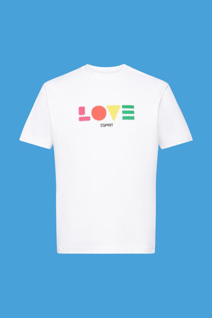 「LOVE」字樣幾何印花有機棉T恤, 白色, detail image number 6