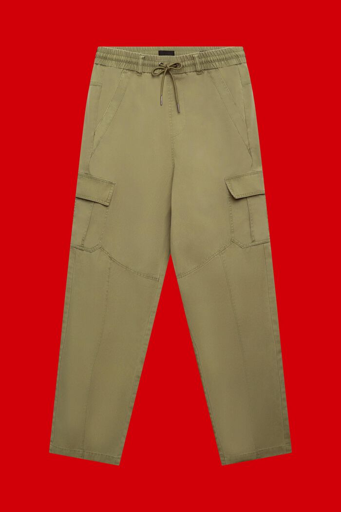 Cotton jogger-style tapered cargo trousers, OLIVE, detail image number 6