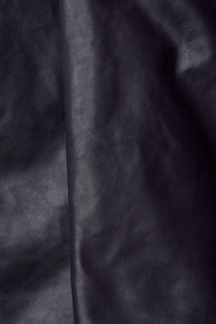 Leather jacket with rib knit collar, NAVY, detail image number 5