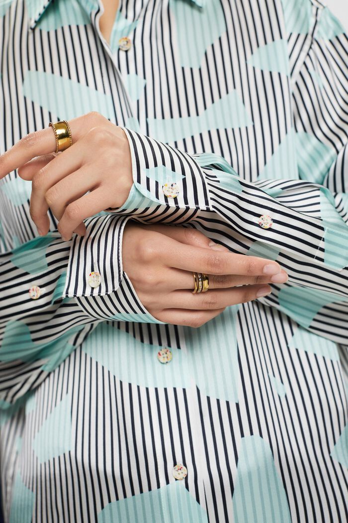 Silk Printed Button-Up Shirt, LIGHT AQUA GREEN, detail image number 2