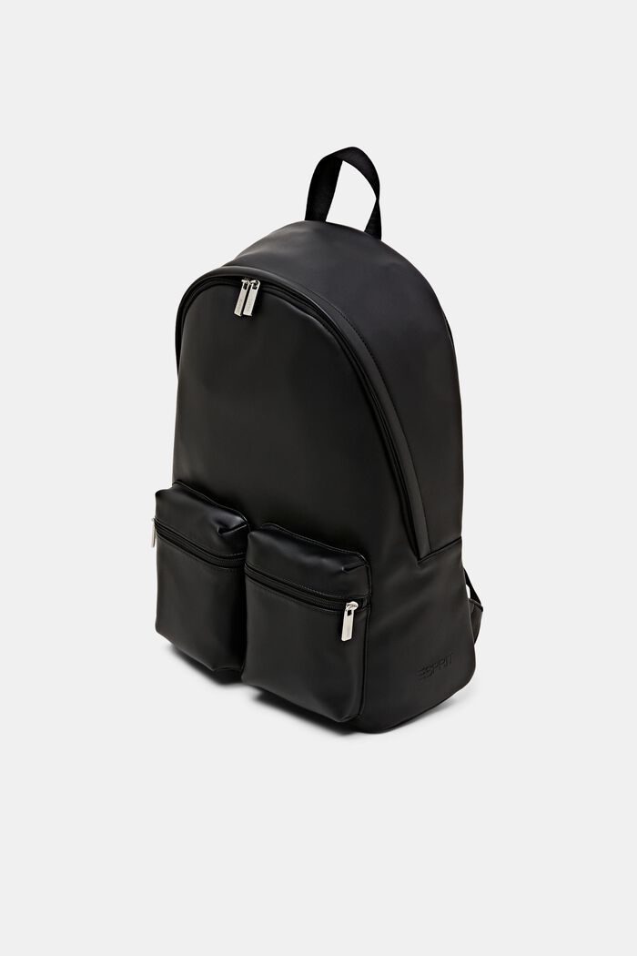 Vegan Leather Zip Pouch Backpack, BLACK, detail image number 2
