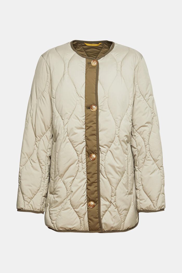 Quilted collarless jacket, PALE KHAKI, detail image number 2