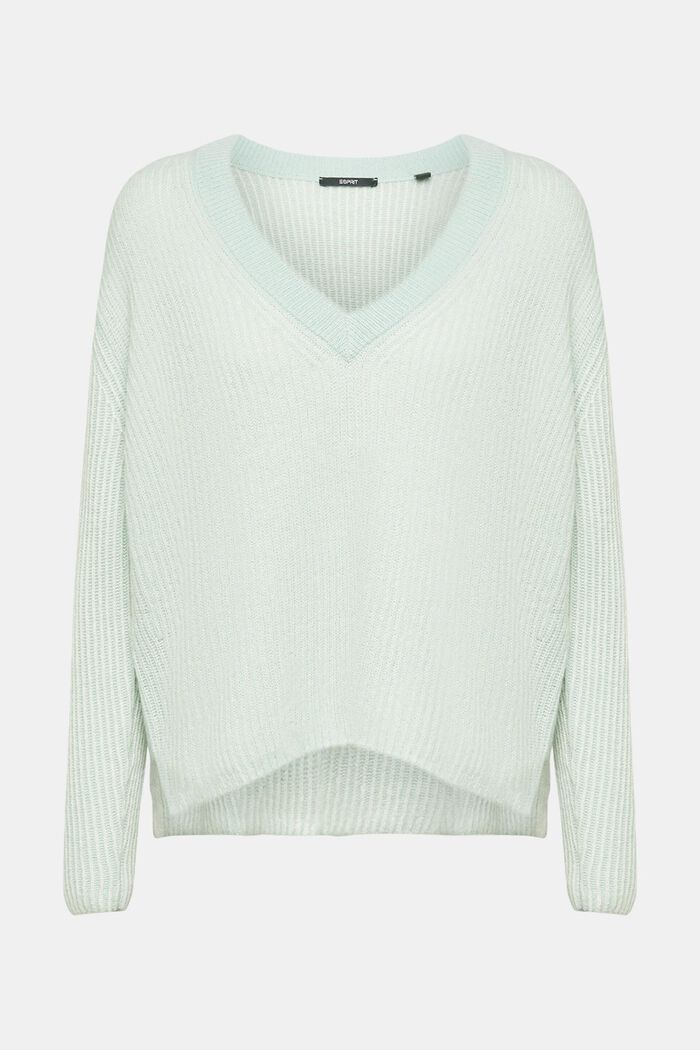 Two-tone jumper with alpaca, LIGHT AQUA GREEN, detail image number 6