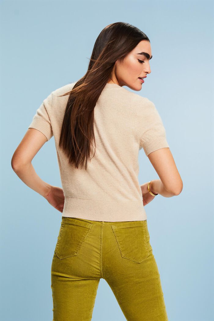 Cashmere Short-Sleeve Sweater, SAND, detail image number 3