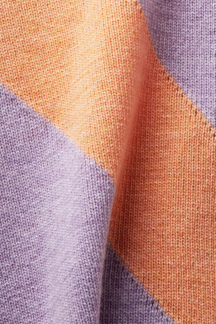 ‌條紋長袖毛衣, 淺紫色, detail image number 5