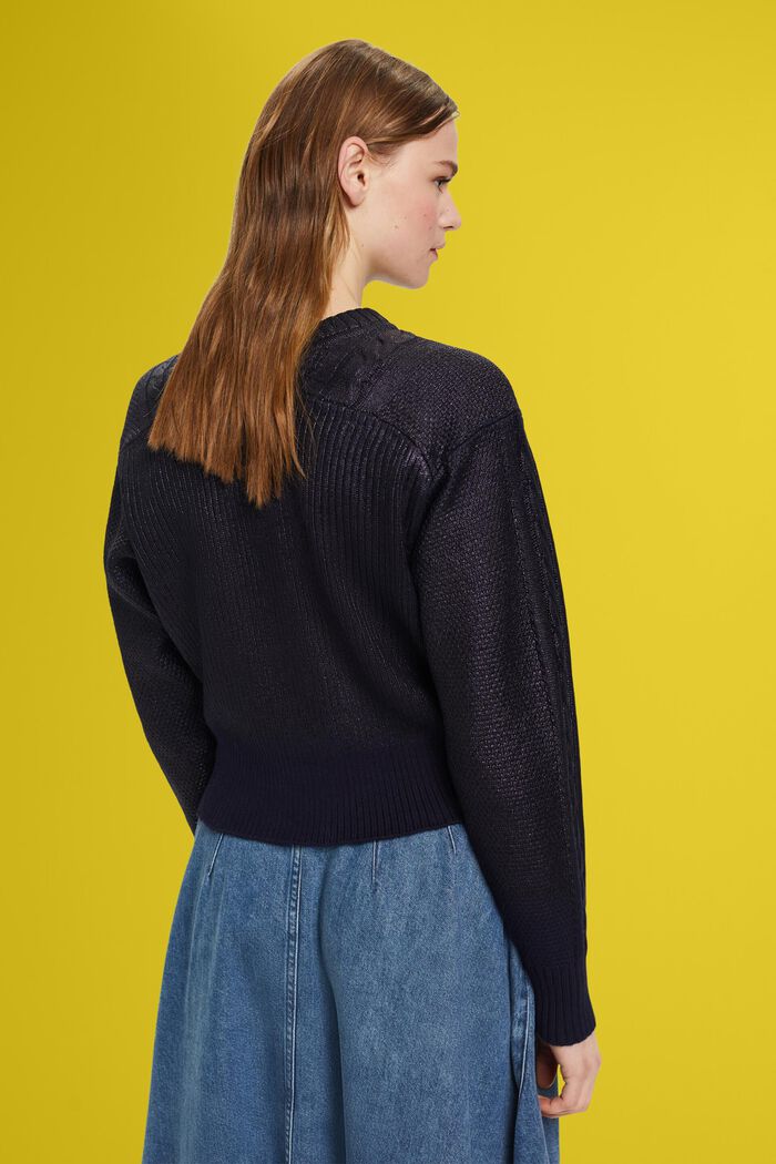 Metallic cable knit jumper, NAVY, detail image number 3